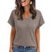 2025 European And American Cross-border Summer Tops For Women, Short-sleeved Casual V-neck Pullover T-shirt_ecoleips.com