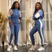 Women's Clothing Fashionable Splicing Sports Windbreaker Two Piece Set_ecoleips.com