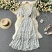 Women's Seaside Resort Dress V Neck Slim Waist Long Gown For Spring Autumn 2023 Fashionable Cross Border Style_ecoleips.com