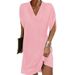 Women's V-Neck Smocked Batwing Sleeve Dress, Flowy Spring Summer Casual Maxi Dress With Elastic Waist_ecoleips.com