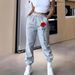 Women's Clothing Women's High-Waisted Elastic Jogging Pants Red Rose Print Loose Fit Long Sweatpants For Formal & Casual For Women_ecoleips.com