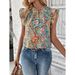 Women's Clothing Women's Retro Ethnic Print Top Short Sleeved Butterfly Sleeves For Formal & Casual For Women_ecoleips.com