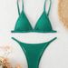 Crinkle Textured Triangle Bikini Set Solid Green Thin Strap High Cut Thong Swimwear Women Summer Beach Bathing Suit_ecoleips.com