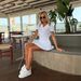 Linen-Blend Short Sleeve Knit Set – Collared Top & A-Line Skirt (Breathable Cotton, Wrinkle-Resistant, Machine Washable)_ecoleips.com