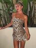 Hugcitar Leopard Print Sequined Strapless Backless Sexy Bodycon Mini Dress 2024 Autumn Women Fashion Y2K Clothes Party Nightclub_ecoleips.com