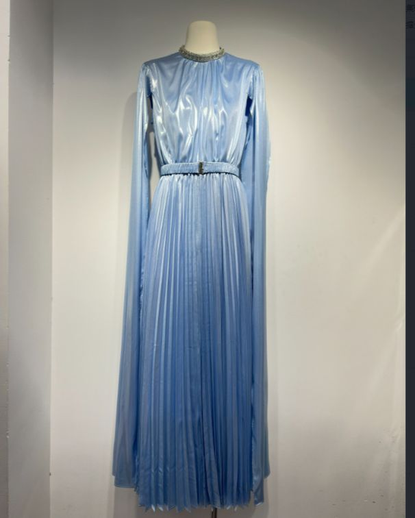 Women's Clothing Champagne Colored Rhinestone Embellished Round Neck Long Sleeve Maxi Dress Glossy Draped Fitted Waist Formal Women's Dress_ecoleips.com