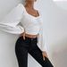 Voya Women's Spring And Summer New Casual Party Vacation Waist Cinched Long Sleeved Women's T-shirt Ultra Short Top_ecoleips.com