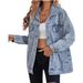 Women's Oversized Denim Jacket New Boyfriend Style Ripped And DistressedRelaxed Everyday Wear Comfortable Feshion_ecoleips.com