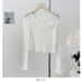 Women's Clothing Thin Round Neck Splicing Flower Short Long Sleeve Knitted Sun Protection Shirt Summer New Slim Fit Small Cardigan Top_ecoleips.com