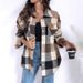 Women's Long Sleeve Checkered Button-Down Shirt For Office & Casual Wear – Classic Fit, Comfortable Polyester, Versatile Styling (S-XXL)_ecoleips.com