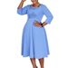 Women's Square Neck Pleated Dress D3353 High Waist African Style Plus Size Solid Color European And American Fashion Foreign Trade Clothing_ecoleips.com