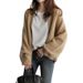 Aria Basics Aria Basics 2024 New European And American Winter Fashion Solid Color Loose Versatile Sweater Women's V-Neck Design Knitted Cardigan_ecoleips.com