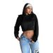 Voya Women's Clothing, European And American Personality Trend Style Hooded Sweatshirt,spring And Summer Fashion,western-style Short Top With Exposed Navel_ecoleips.com