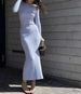 Women's Elegant Mock Neck Long Sleeve Striped Knit Bodycon Midi Dress – French Style Fall Winter Layering Gown 2026_ecoleips.com