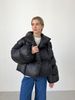 European & American Winter Women's Puffer Jacket, Trendy Personalized Street Style Short Hooded Down Alternative Coat_ecoleips.com