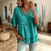 2026 European American Cross-border Spring And Summer New Elegant Casual V-neck Solid Color Short-sleeve Women's_ecoleips.com