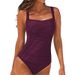 Women's Clothing Solid Color One Piece Swimsuit Sexy Solid Color Shoulder Strap Loose Ladies_ecoleips.com