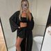 Silk Long Robe Lingerie Shorts Pajamas Women Autumn Winter Three-Piece Set European And American_ecoleips.com