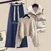 Plus Size Knit Vest & Sweater Set – 3-Piece Winter Outfit With Slimming Pants In Beige/Black (Extended Sizes 4XL)_ecoleips.com