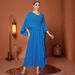 Muslim Dress Women Elegant Blue Cape-Style Middle Eastern Dress With Beaded Detailing – Dubai Banquet & Travel Outfit_ecoleips.com