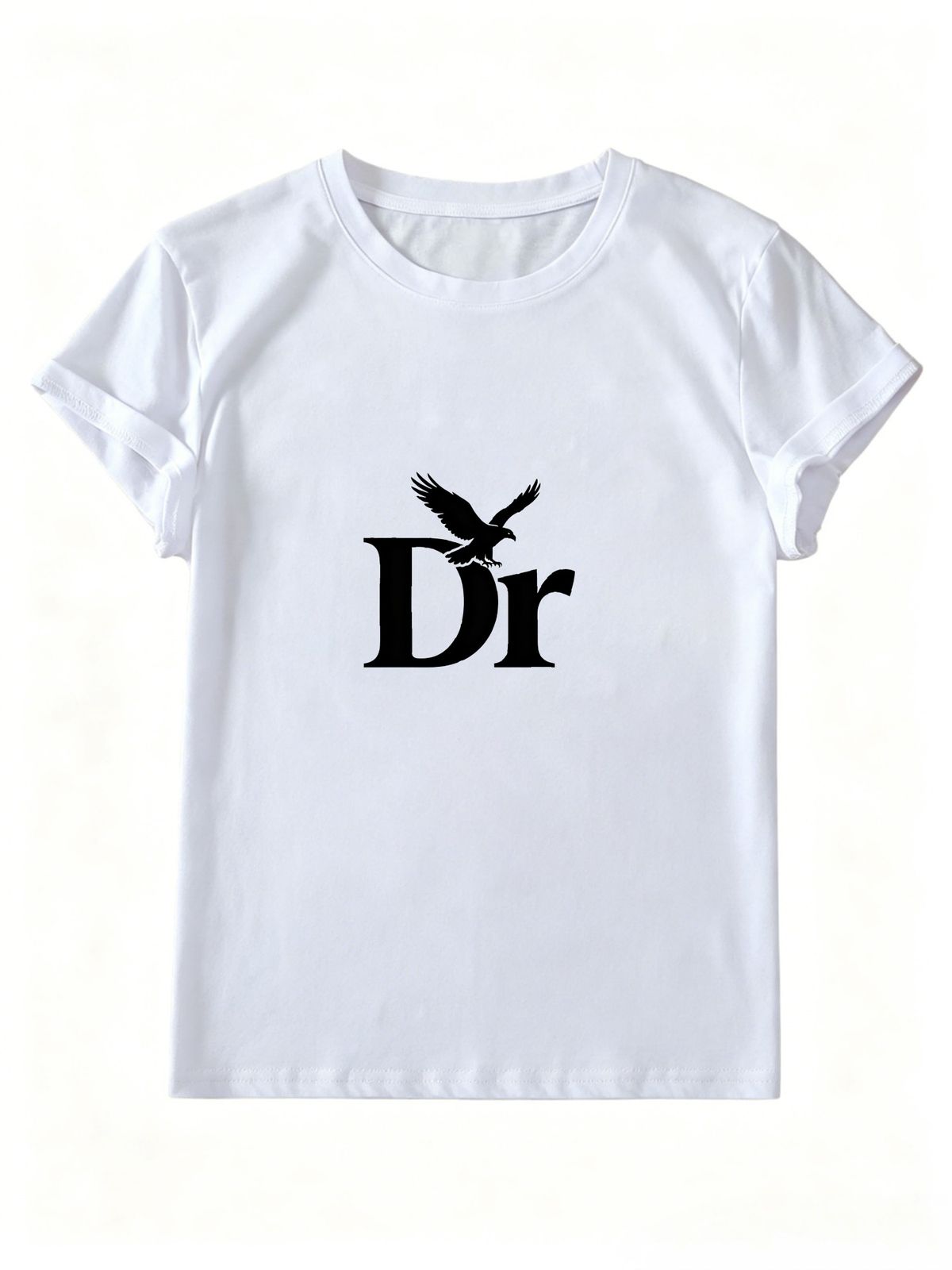 Women Minimalist Dr Letter Eagle Graphic T-Shirt Round Neck Loose Basic Summer Casual Tops_ecoleips.com
