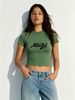 Women Crop Top Vintage Script Mitaogirl Letter Print Round Neck Short Sleeve Slim Fit Y2K Casual Basic Baby Tee_ecoleips.com