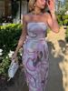 Women's Clothing Women's Strapless Printed Dress Slim Fit Fashionable Sleeveless_ecoleips.com