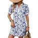 Women's V Neck Lace Patchwork Puff Sleeve Dress with Pocket European And American Style Cross Border Fashion for Amazon_ecoleips.com