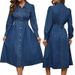 Elegant Denim Slim Fit Long Sleeved Dress for Women Independent Website Cross Border Factory Direct Sales Regular Fit Spring/Autumn Summer Dress_ecoleips.com
