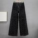 Retro Denim Jeans Rhinestone Embellished Loose Fit Heavy Duty Wide Leg Pants Spring Trend For Women_ecoleips.com
