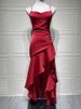 Mozision Satin Spaghetti Strap Ruffle Sexy Maxi Dress Women Off-shoulder Sleeveless Backless Thigh High Split Club Party Dress_ecoleips.com