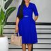 Women's Elegant Solid Color Three Quarter Sleeve Dress D3335 Foreign Trade Clothing European American Fashion Independent_ecoleips.com