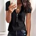 Aria Basics Aria Basics 2024 New European And American Spring/Summer Women's Zipper Waffle Short Sleeve T-Shirt Top_ecoleips.com