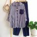 Women's Spring Autumn Striped Casual Long Sleeve Two Piece Set Fashion Sportswear Trousers_ecoleips.com
