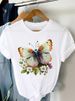 European And American Cross-border Foreign Trade Women's Clothing, Heart-shaped Floral Print Round-neck Short-sleeve_ecoleips.com