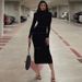 European And American Women's Clothing 2024 Autumn New Fashion Street Style Slim-fit High-neck Long-sleeve Elegant Dress_ecoleips.com