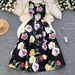 "Retro-Inspired Slim Fit Dress With Waist Cincher & Puffy Hem – Women's Sleeveless Printed A-Line Dress (Multiple Patterns, S-XXL)"_ecoleips.com