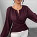 Elegant Beaded Wrap V-Neck Blouse for Women Crisscross Ruffle Detail Long Sleeves Flattering Design_ecoleips.com