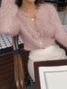 Women Lightweight Breathable Hollow Lace Knit Cardigan Crew Neck Pearl Button Long Sleeve Sheer Loose Knit Jacket_ecoleips.com