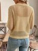 Women Soft Skin-Friendly Breathable Hollow Mesh Knit Cardigan Open V Neck Long Sleeve Oversized Loose Glitter Cropped Knit Cover Up_ecoleips.com