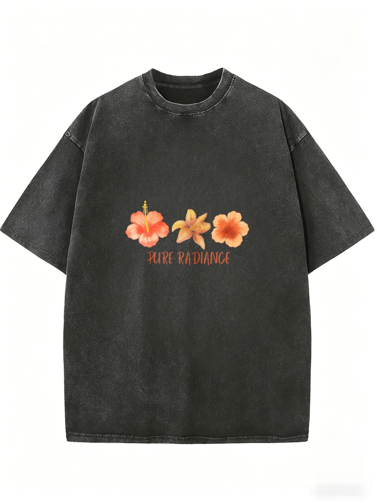 Retro Print Washed Loose T-shirt, Women's Casual Summer Top_ecoleips.com