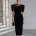 Women's One Shoulder Off-Shoulder Dress Temperament Commuter Wear Gold Velvet Spot New Products_ecoleips.com