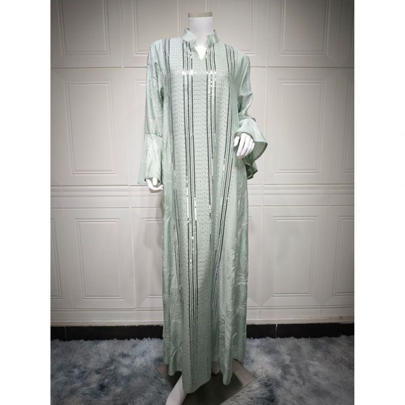 Verve New Muslim Women's Robe Elegant Sequin Embroidered Long Dress Saudi Dubai_ecoleips.com