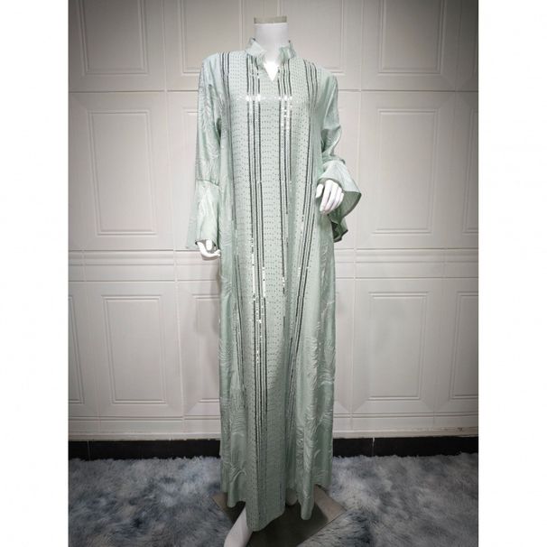 Verve New Muslim Women's Robe Elegant Sequin Embroidered Long Dress Saudi Dubai_ecoleips.com
