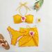 Women's Clothing 3D Floral Embellished Strapless Two Piece Bikini Maxi Dress Women's Sexy Bodycon Ruched Swimsuit For Vacation/Beach_ecoleips.com