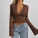Wish's Popular Fashion V-neck Base Shirt, European And American Women's Clothing, Sexy Long-sleeve Slim-fit Top With_ecoleips.com