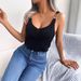 2026 Spring/Summer European And American Casual Metal Buckle V-Neck Hollow Top Vacation Knitwear Cross-Border_ecoleips.com
