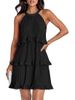 Women's Sleeveless Pleated Dress Layered Spliced Hem Pullover Casual Knee-Length Summer Fashion_ecoleips.com