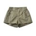 Women's Clothing Hot Girl Workwear Style Cuff Pocket Casual Shorts Holiday Style Basic Elastic Waist Fashionable Versatile Sports Shorts_ecoleips.com