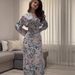 European American Cross-Border 2025 Summer New Elegant And Gentle Long-Sleeved Floral Dress For Women_ecoleips.com